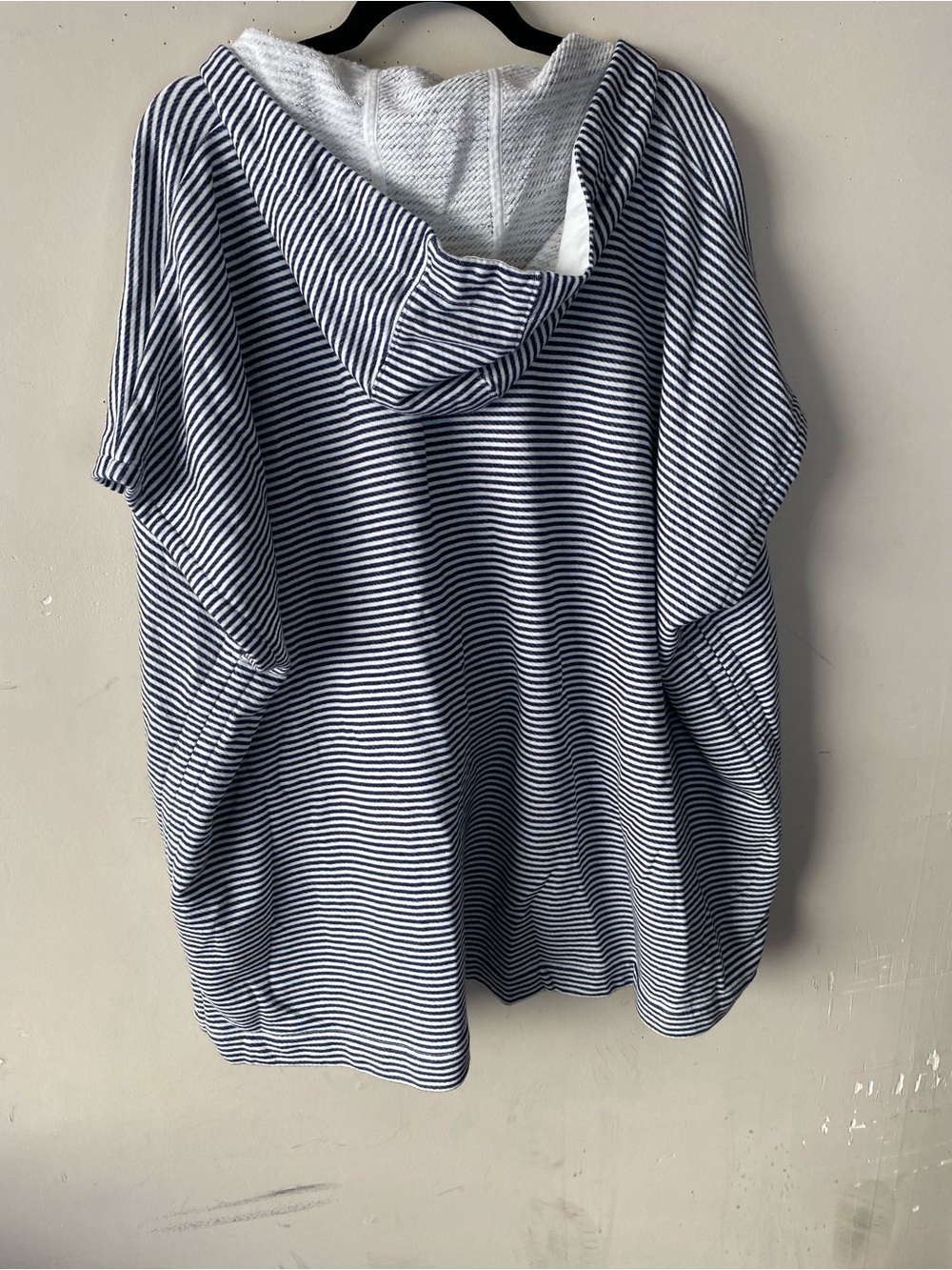 J.Crew Striped Terry Beach Poncho Cover Up Tunic M/L Lace Up Nautical - Picture 3 of 11